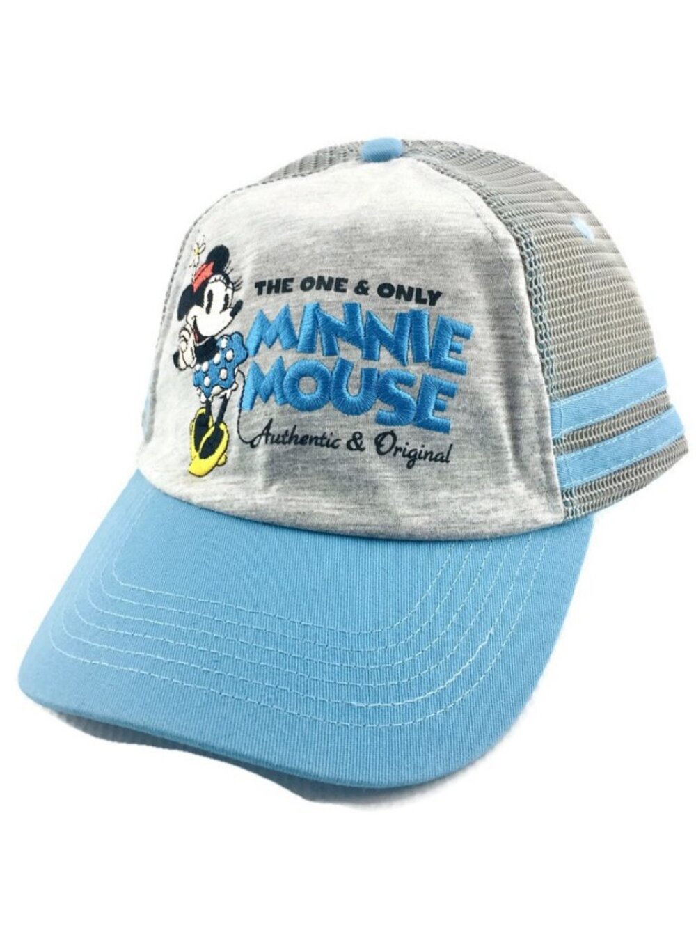 Disney Parks THE ONE & ONLY MINNIE MOUSE Gray Blue Trucker Bib Cap 55-59cm NEW